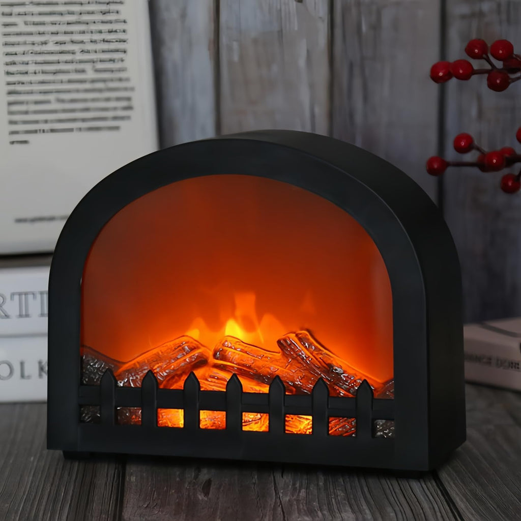 Skiennix Simulated LED Fireplace Lantern - USB & Battery Powered Flameless Light | Mini Cozy Home Decor