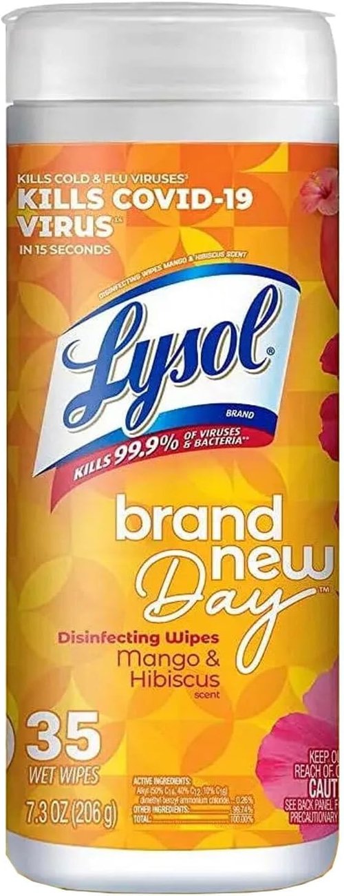 Lysol Disinfectant Wipes - Multi-Surface Antibacterial Cleaning Wipes | Mango & Hibiscus Scent, 35ct