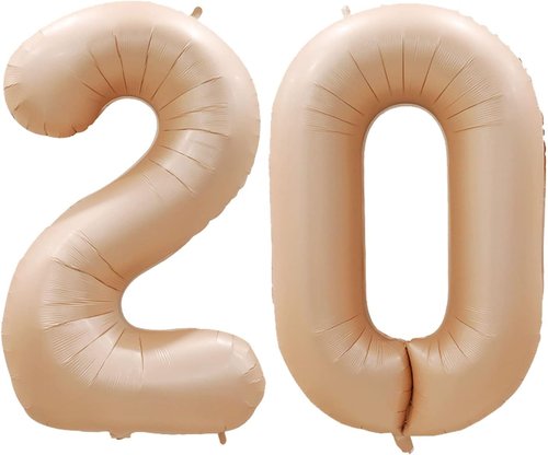 GOER 20th Birthday Balloons - 42 Inch Jumbo Foil Helium Balloons for 20th Anniversary | Caramel Color