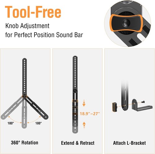 ELIVED Soundbar Mount - Adjustable TV Bracket for 23-90" TVs | Fits Most Sound Bars Up to 15 lbs