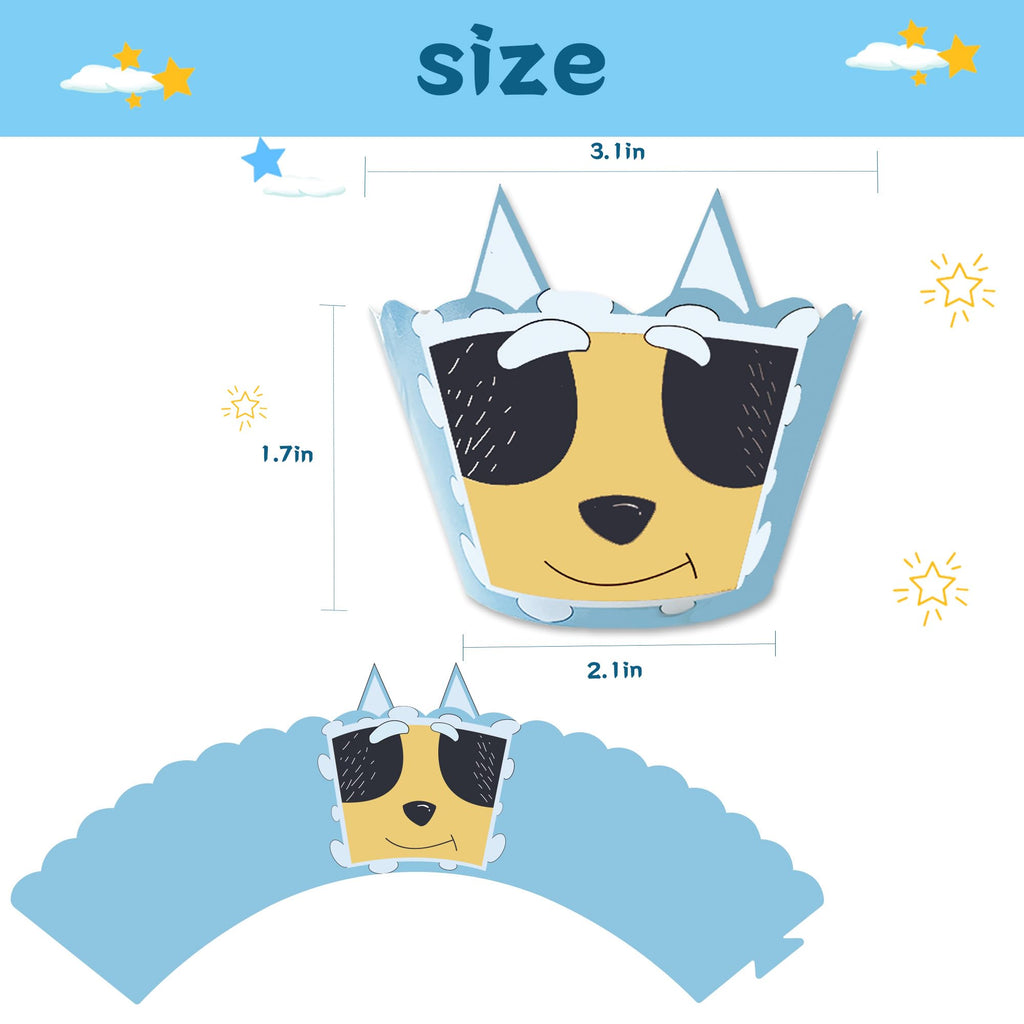 Cartoon Blue Dog Cupcake Wrappers 20pcs Dog Family Cupcake Liners Baking Cups for Blue Dog Theme Birthday Party Supplies Baby Shower Decorations