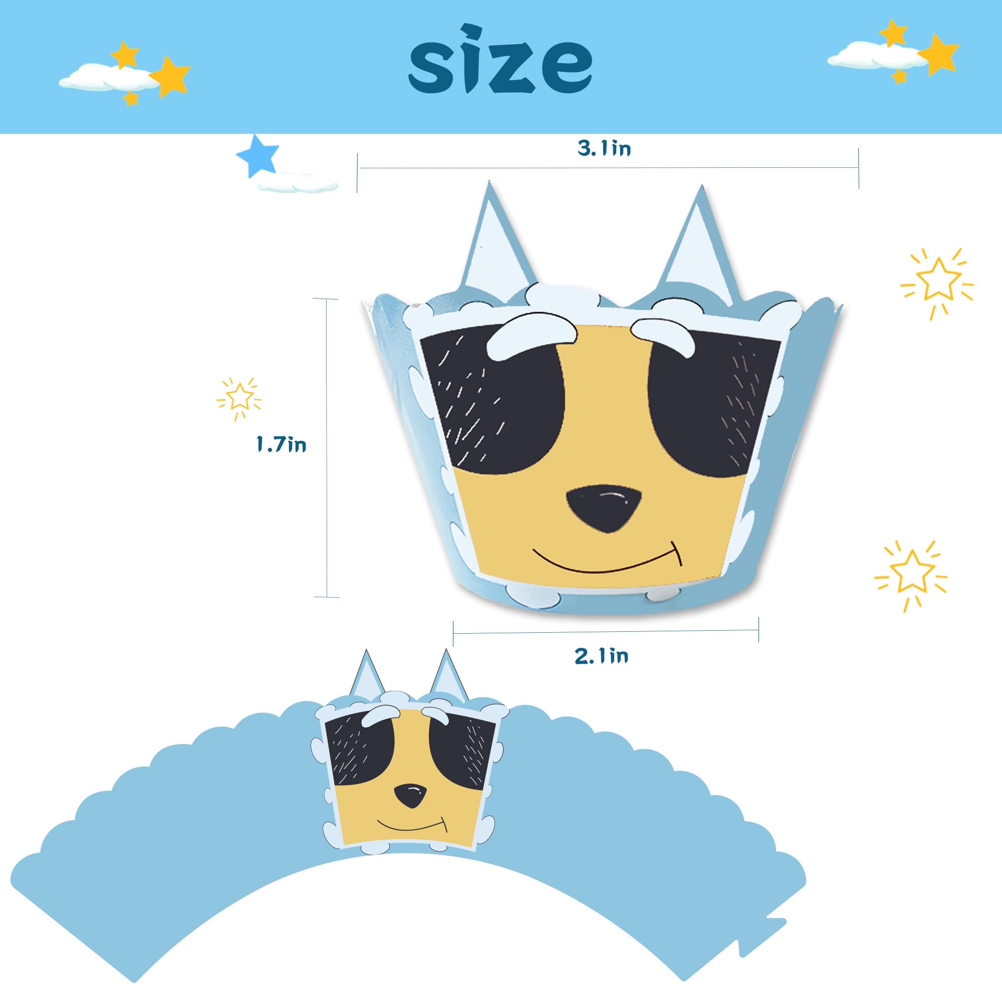Cartoon Blue Dog Cupcake Wrappers 20pcs Dog Family Cupcake Liners Baking Cups for Blue Dog Theme Birthday Party Supplies Baby Shower Decorations