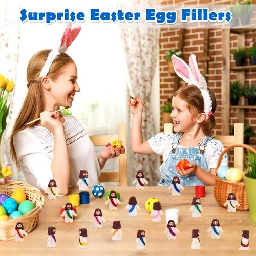 Fyjous Easter Egg Fillers - 90 Pack Mini Jesus Figurines for Basket Stuffers | Perfect for Hide and Seek