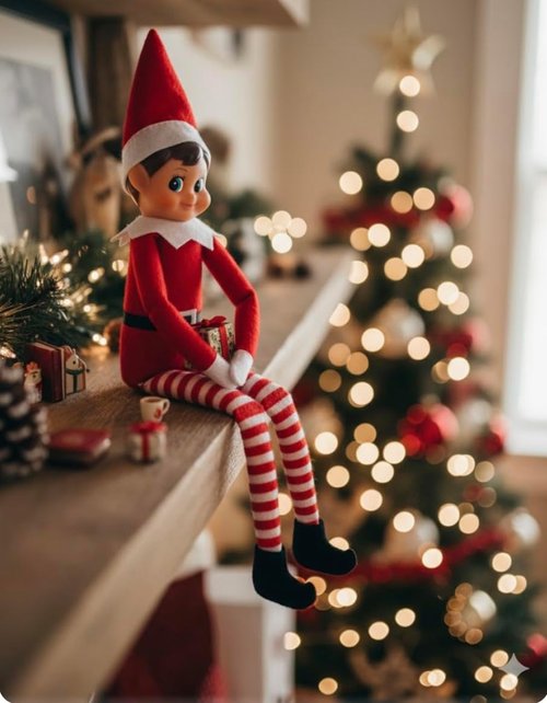Lolli Lookout™ Holiday Elf - 14” Nostalgic Christmas Decoration in Gift Box | Festive Shelf Sitter Décor
