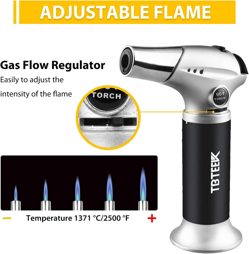 TBTeeK Butane Torch - Adjustable Flame Kitchen Torch with Safety Lock | 2-Pack for Cooking & DIY