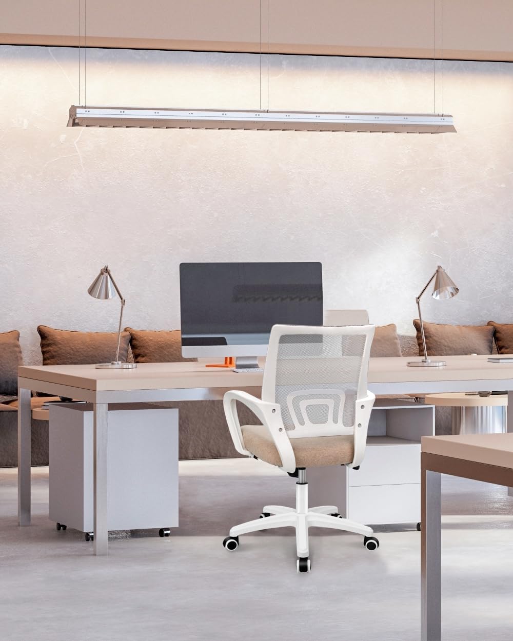 NEO CHAIR Ergonomic Office Desk Chair - Comfy Mesh Cushion, Adjustable Height, Mid Back Support | Beige
