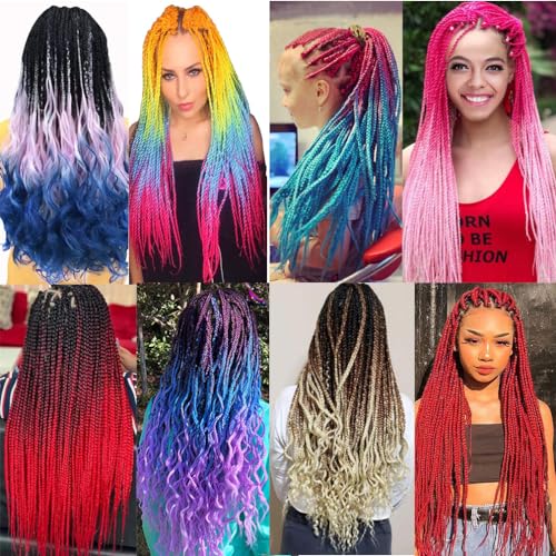 Ombre Purple Braiding Hair Extensions 24 Inch Hot Water Setting