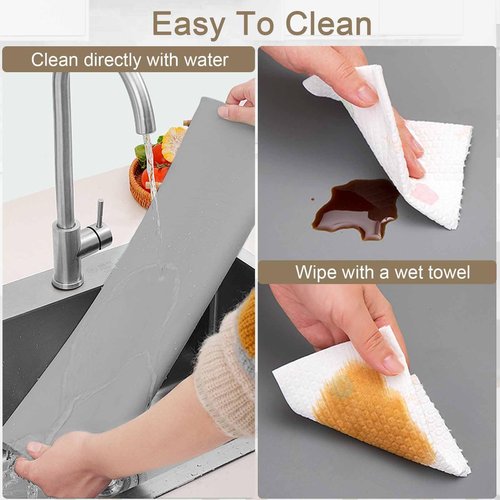 84''x24'' Large Silicone Mat for Kitchen Counter, Non-Slip Heat Resistant Countertop Protector, Waterproof Multipurpose Mat for Kitchen Island, Semitransparent