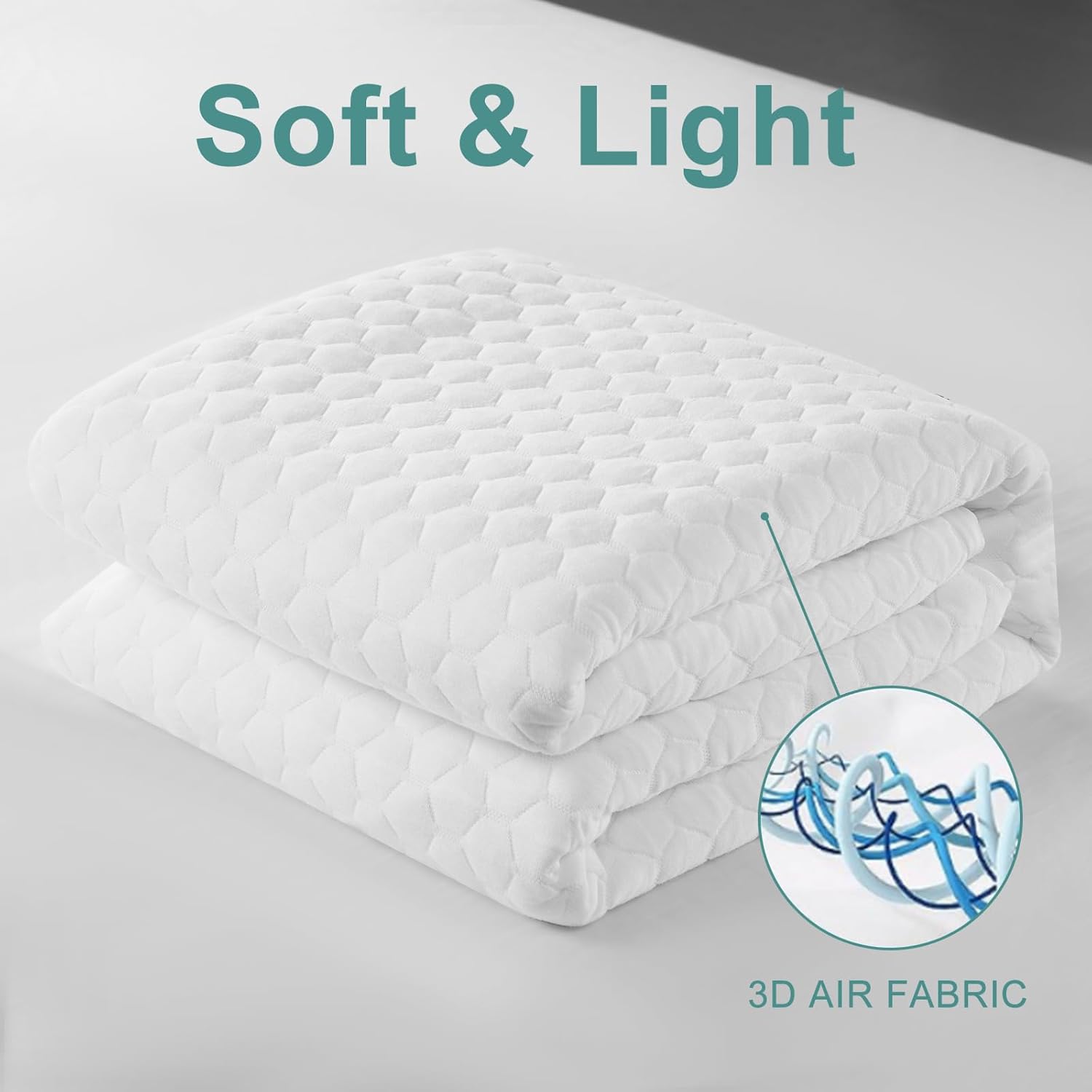 Premium Waterproof Mattress Protector | Queen Size 4D Air Cooling 300GSM Cover - Breathable & Noiseless (White)