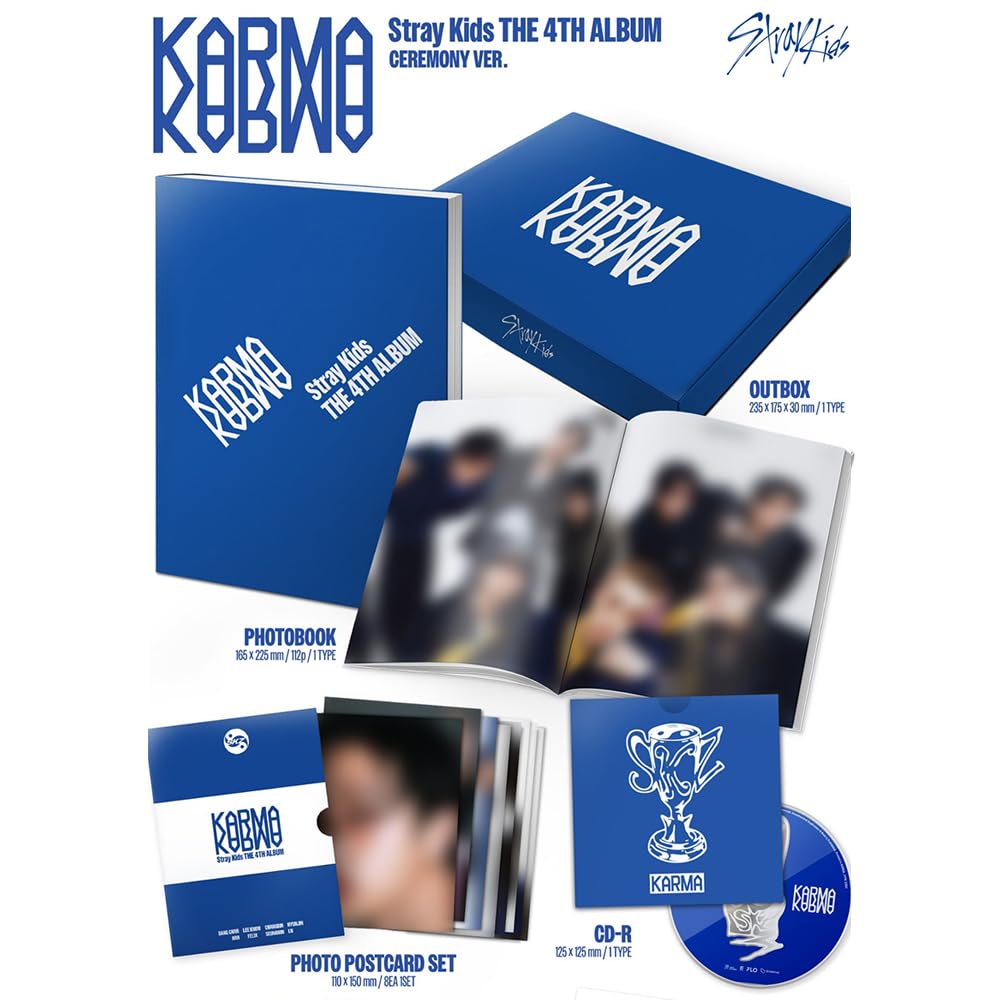 STRAY KIDS KARMA [CEREMONY Ver.] 4th Album + Pre-Order Gift & 3 Extra Photocards Set
