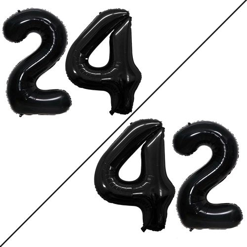 GOER 42-Inch Jumbo Black Foil Balloons - Perfect for 24th & 42nd Birthday Party Decorations