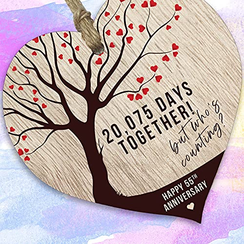 55th Anniversary Wooden Heart Plaque Keepsake Gift by Stuff4