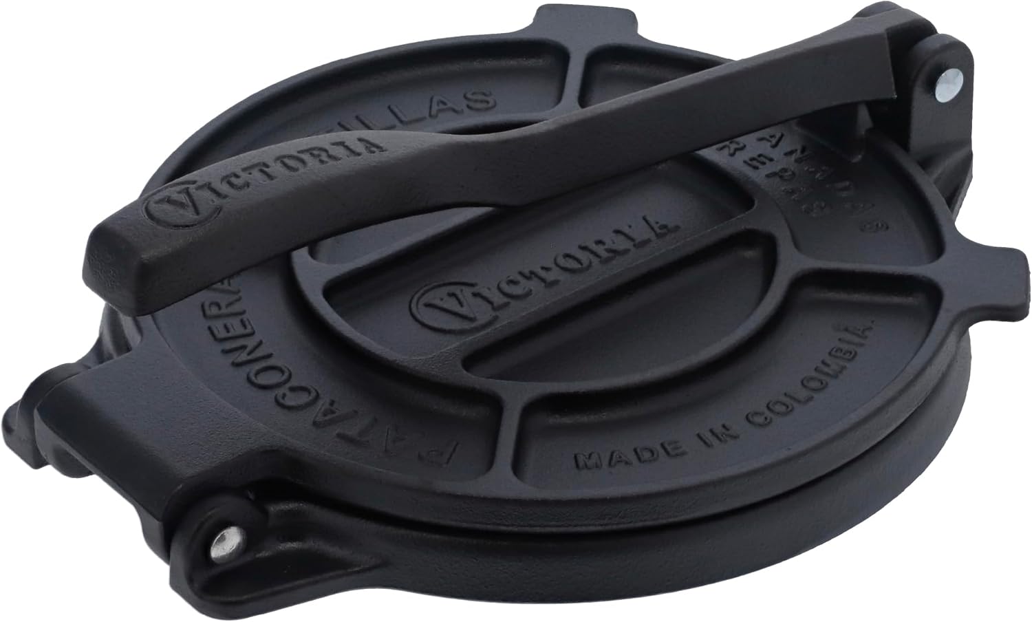 Victoria Cast Iron Tortilla Press - 8 Inch Roti Maker Seasoned with Flaxseed Oil | Traditional Black Design