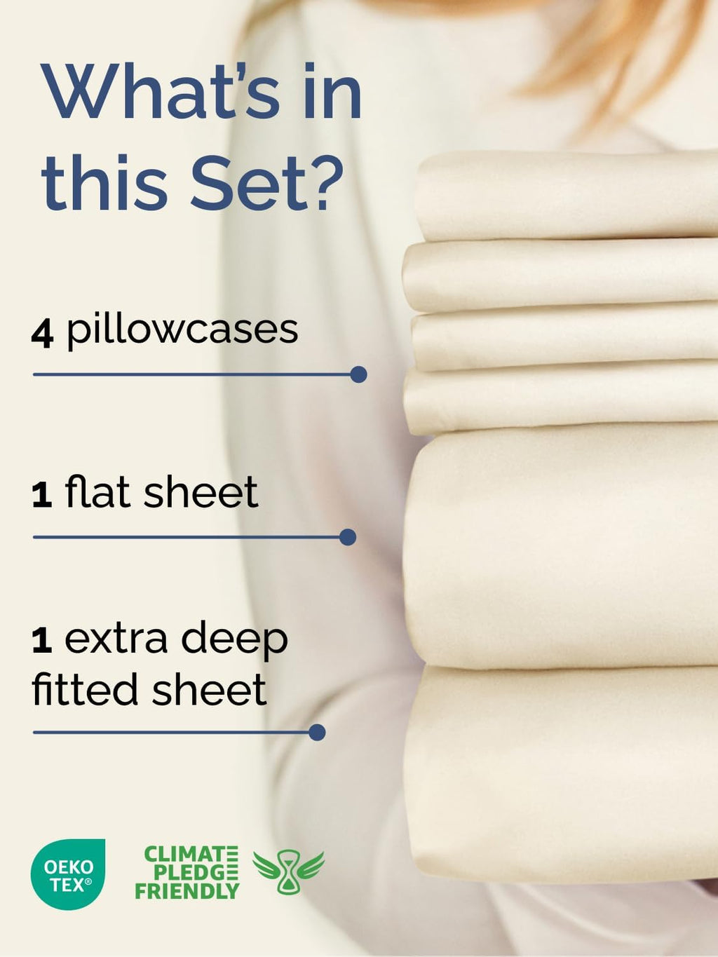 Skiennix Extra Deep Cal King Sheet Set - 6 Piece Breathable Cooling Bedding - Soft, Wrinkle-Free Off White