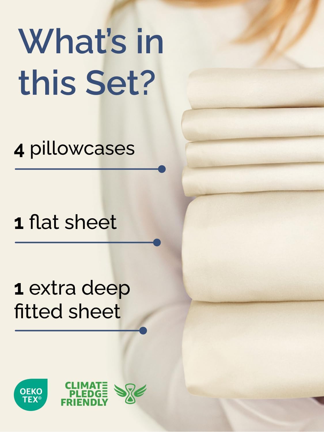 Skiennix Extra Deep Cal King Sheet Set - 6 Piece Breathable Cooling Bedding - Soft, Wrinkle-Free Off White