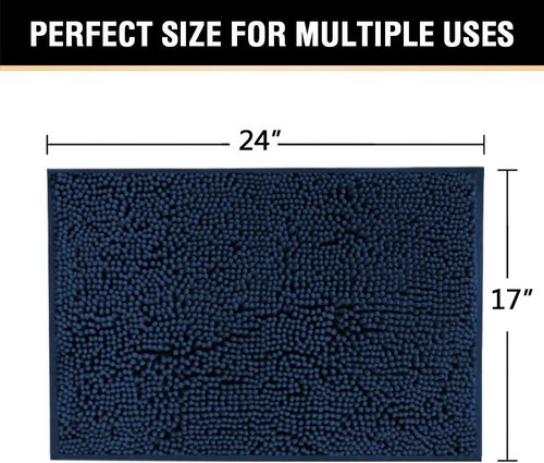 H.VERSAILTEX Navy Blue Bath Rug - Extra Thick Non-Slip Chenille Mat | 17" x 24" Absorbent & Washable