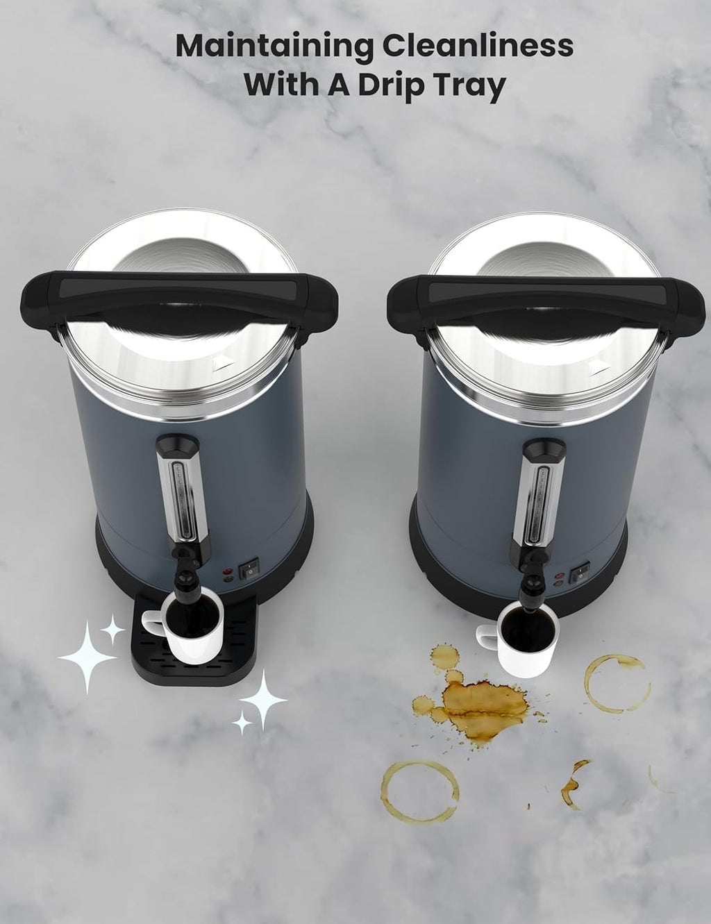 ExploreHorizon 80 Cup Commercial Coffee Urn - 12L/3.2Gal Stainless Steel Electric Coffee Maker With Double Wall Insulation, Hot Beverage & Water Dispenser for Weddings, Parties, Catering, Buffets
