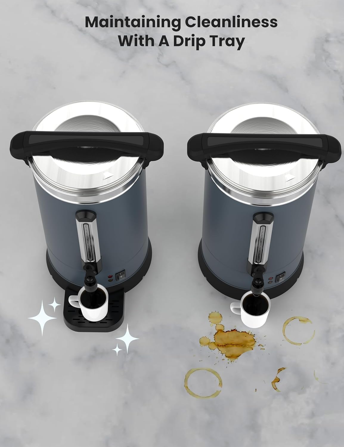 ExploreHorizon 80 Cup Commercial Coffee Urn - 12L/3.2Gal Stainless Steel Electric Coffee Maker With Double Wall Insulation, Hot Beverage & Water Dispenser for Weddings, Parties, Catering, Buffets