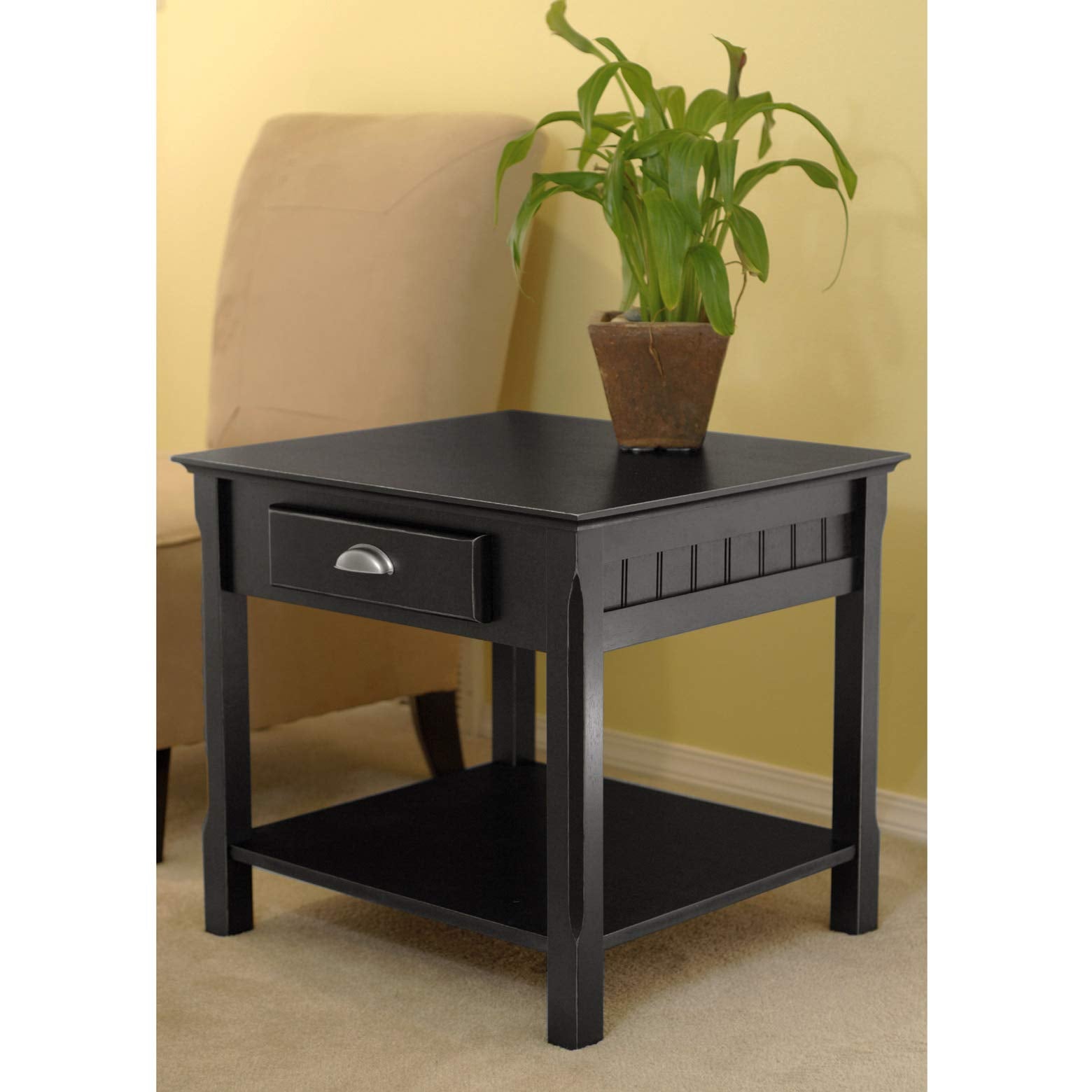 Winsome Wood Timber Occasional Table, Black, 21.97 x 21.97 x 22.05 inches