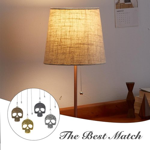 HOBBIESAY 4pcs 15.39Inch Alloy Skull Ceiling Fan Pull Chain 44mm Pendant Retro Fan Zipper and Ball Chain Connector Metal Extension Chain for Bathroom, Bedroom, Living Room Lighting Decoration