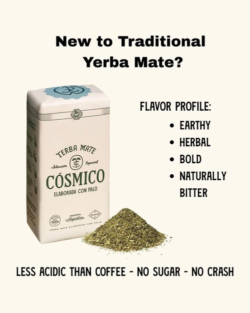 Yerba Mate COSMICO, 2.2 lb, 1 KILO (pack of 2), Premium Loose Leaf Argentine Tea, Gluten-Free, Large Leaf Low Dust Brew, Clean Energy