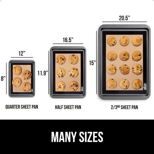 GORILLA GRIP Silicone Baking Mat - Food Grade, Nonstick, Oven Safe Up to 500°F | 16.5x11.87, 2-Pack, Black
