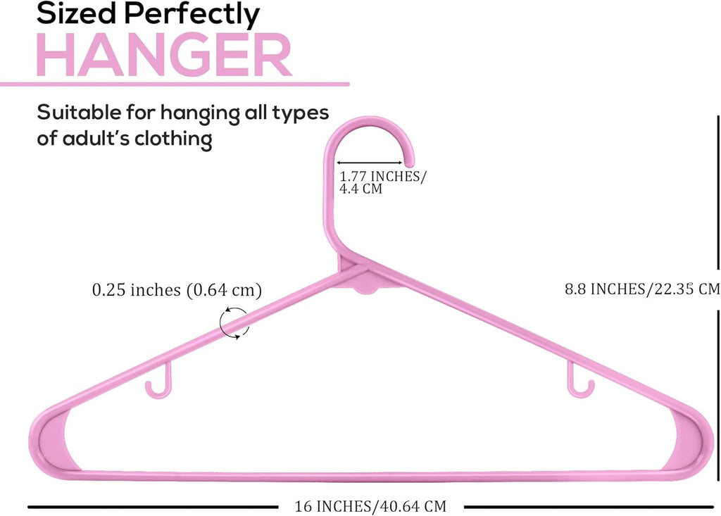 Utopia Home Plastic Hangers 50 Pack - Durable Space-Saving Closet Organizers - Pink Hangers for Shirts, Pants, Skirts & Coats