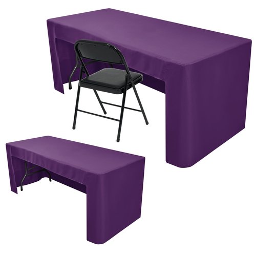Nasitos 2 Pack 8' Fitted Table Cloth for Rectangular Table Purple Trade Show Table Covers-Open Back Valentines Tablecloth Washable and Wrinkle Resistant Table Cloth, Parties, Buffet, Baby Shower