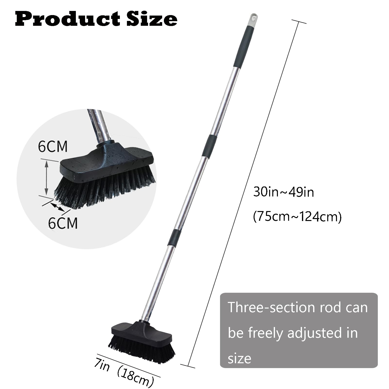 BSMstone Push Broom Brush Stiff Bristles Floor Cleaning Brush Multi-Purpose Scrubber Brushes for Bathroom Bathtub Tile Floor Deck Patio