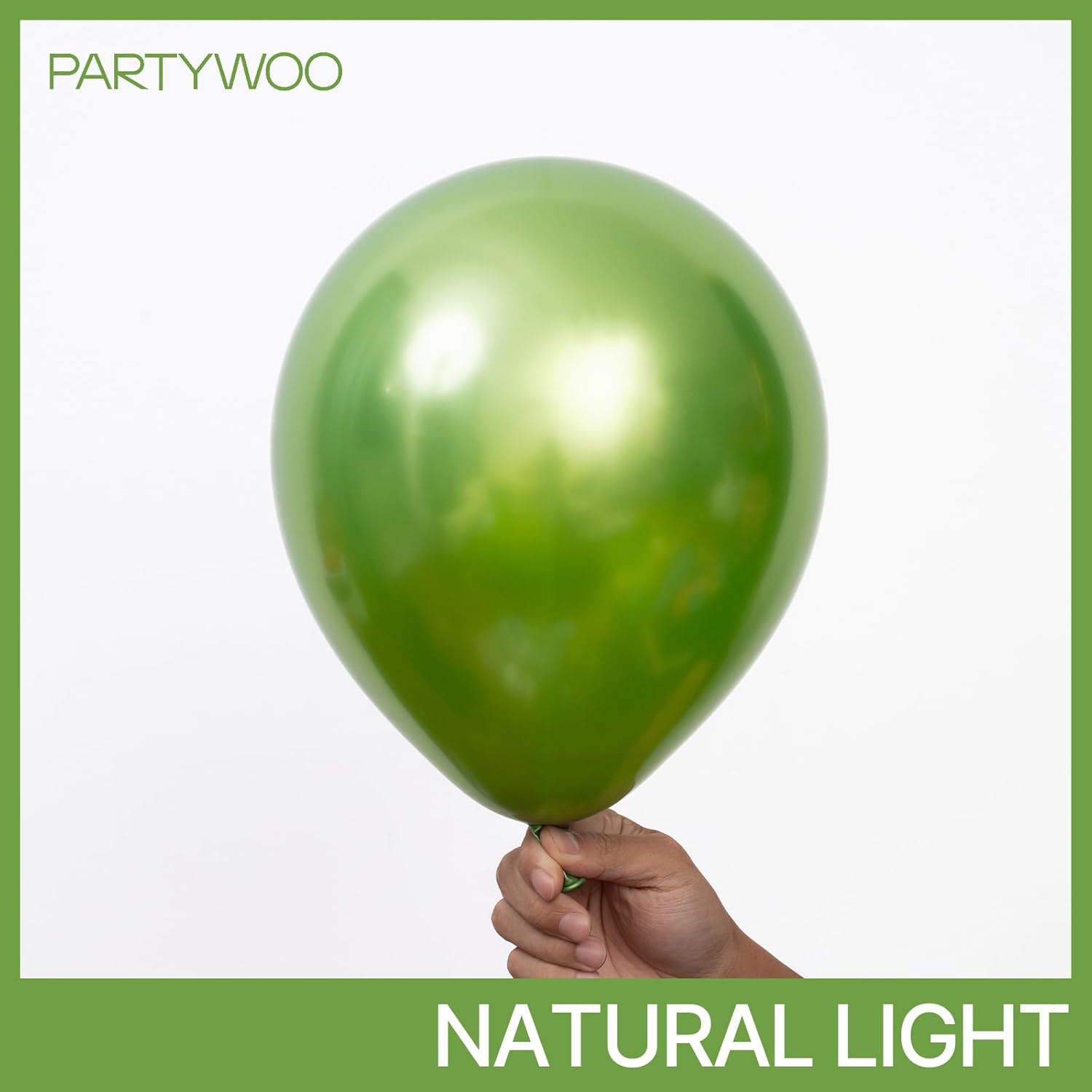 PartyWoo Metallic Green Balloons - 100pcs in Various Sizes for Graduation & Wedding Decor