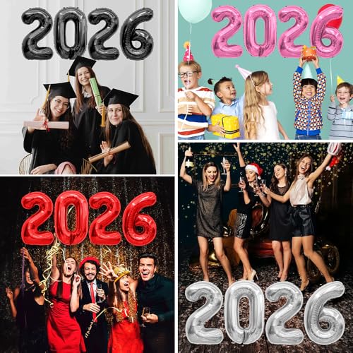 40 Inch Black 2026 Balloons for New Year & Graduation Decor