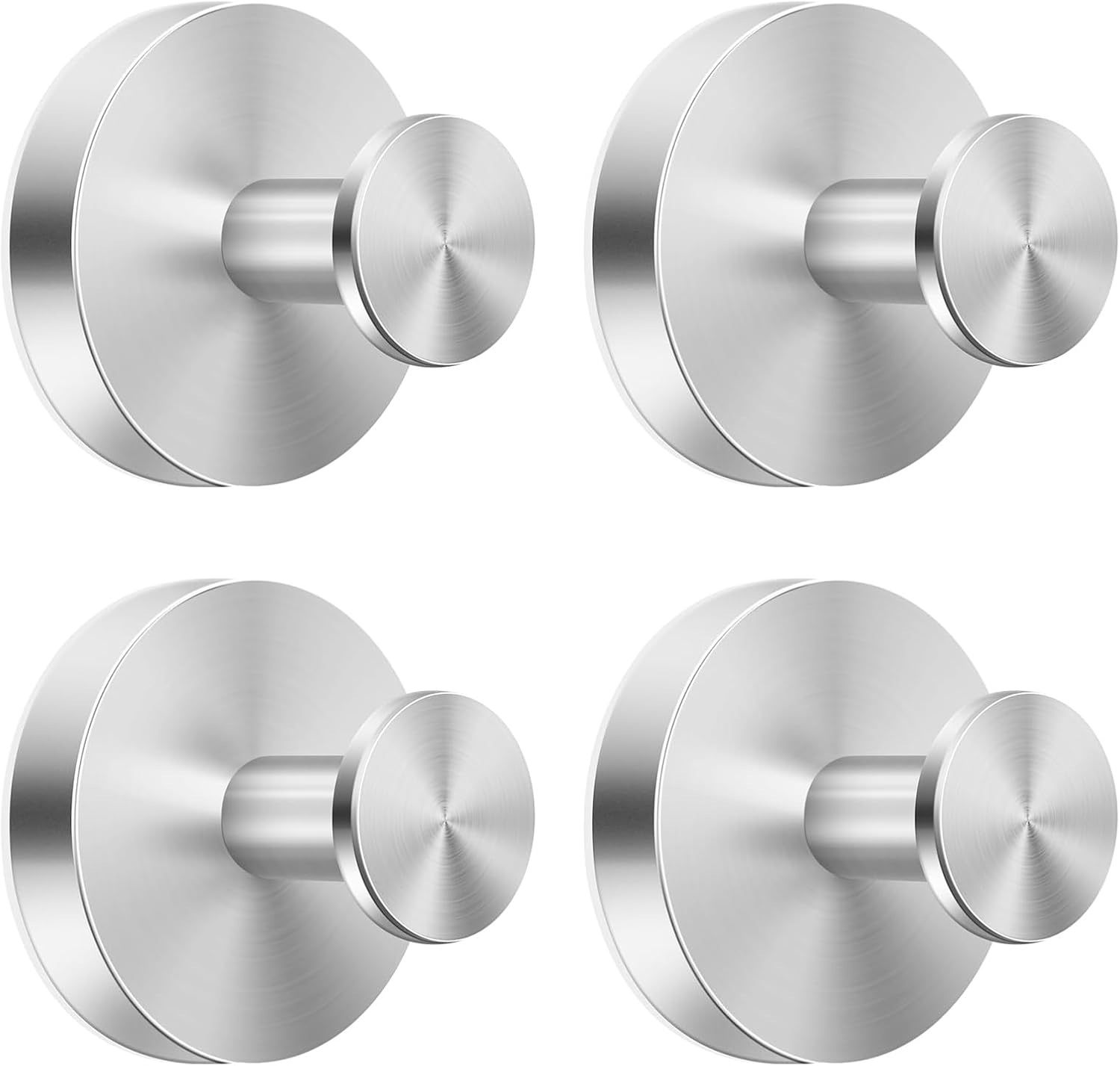 Skiennix Suction Cup Hooks - Waterproof No-Drill Bathroom & Shower Hangers | 4-Pack Silver for Towel & Loofah