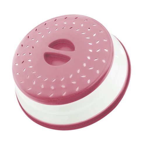 Collapsible Microwave Splatter Cover, Microwave Plate Cover With Steam Vent(10.5 IN,Dark pink)