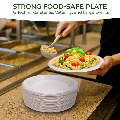 Betta 6-Inch Disposable Plastic Dessert Plates, White, 800 Count, Bulk Case for Schools, Breakrooms and Cafeteria, Microwave Safe (8 Pack Per Box x100)
