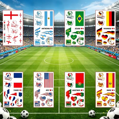 World Cup 2026 England Temporary Soccer Tattoos 10-Pack Waterproof