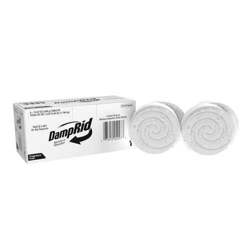 DampRid Moisture Absorber Drop-In Tablet Refill Pack, Fragrance Free, 15.8 oz., 4 Pack, Attract and Trap Excess Moisture and Eliminate Musty Odors for Cleaner, Fresher Air