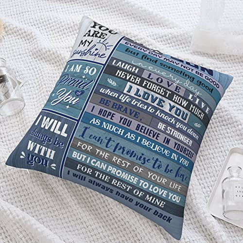 Son Gift Throw Pillow Cover 18x18 Inches - Inspirational Graduation Gift