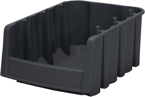 Akro-Mils Economy Stacking Shelf Storage Bins - Durable Plastic, Black | 18" x 6.625" x 7" (10-Pack)