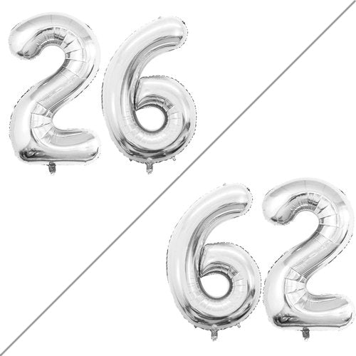 GOER Jumbo 42-Inch Silver Number 26 Balloons - Perfect for 26th Birthday Party Decorations