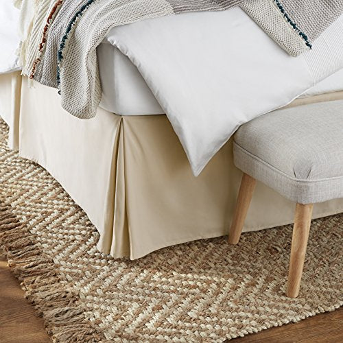 Amazon Basics Full Lightweight Pleated Bed Skirt - Beige, Machine Washable
