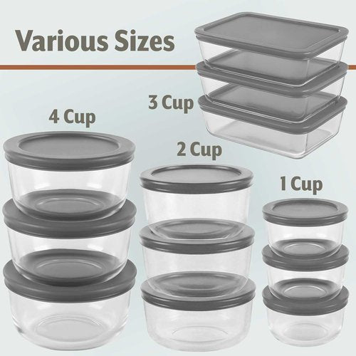 Glass Food Storage Containers by [Brand Name] - 24pc Leakproof BPA-Free Set with Airtight Lids | Microwave & Dishwasher Safe