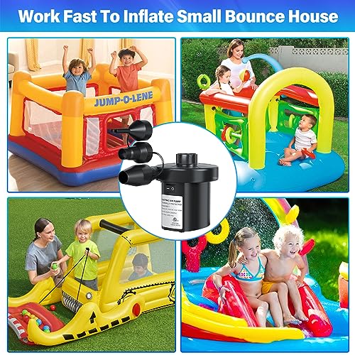KAR4KLEANER Electric Air Pump for Inflatables - 110V AC/12V DC with 3 Nozzles