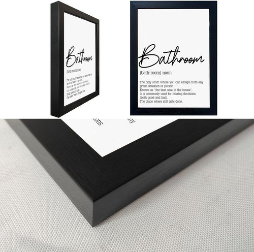 Boswaydeco Bathroom Wall Art - Modern Black and White Rules Canvas Decor for Guest Washroom
