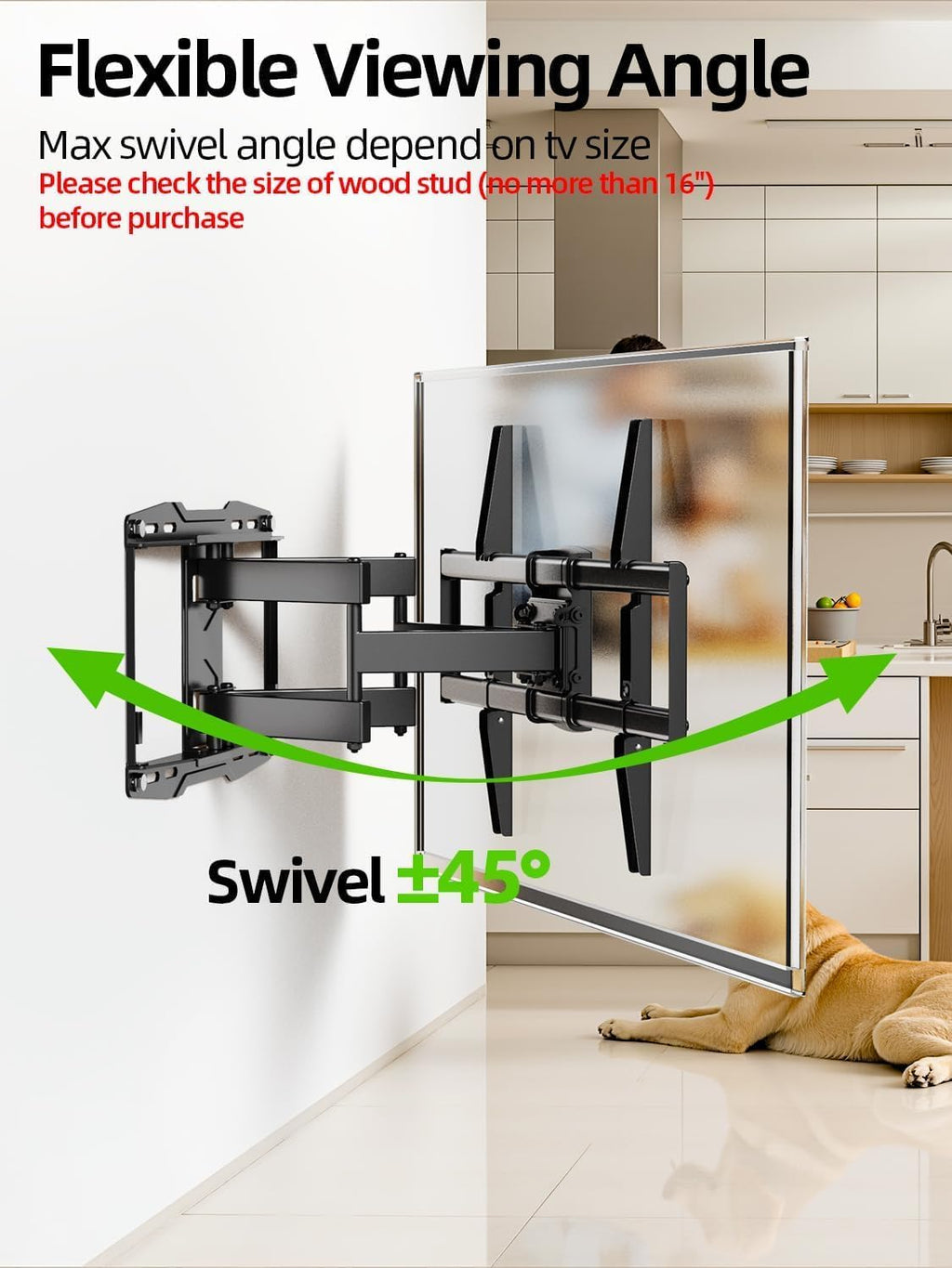 USX Mount Full Motion TV Wall Mount - Swivel & Tilt for 42-86 Inch TVs | Dual Articulating Arms, VESA 600x400mm, Max 132lbs