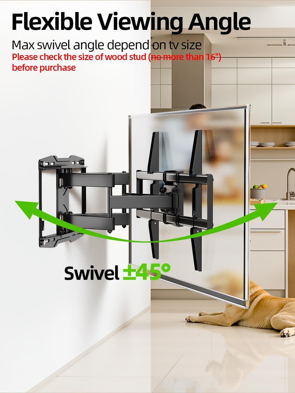 USX Mount Full Motion TV Wall Mount - Swivel & Tilt for 42-86 Inch TVs | Dual Articulating Arms, VESA 600x400mm, Max 132lbs