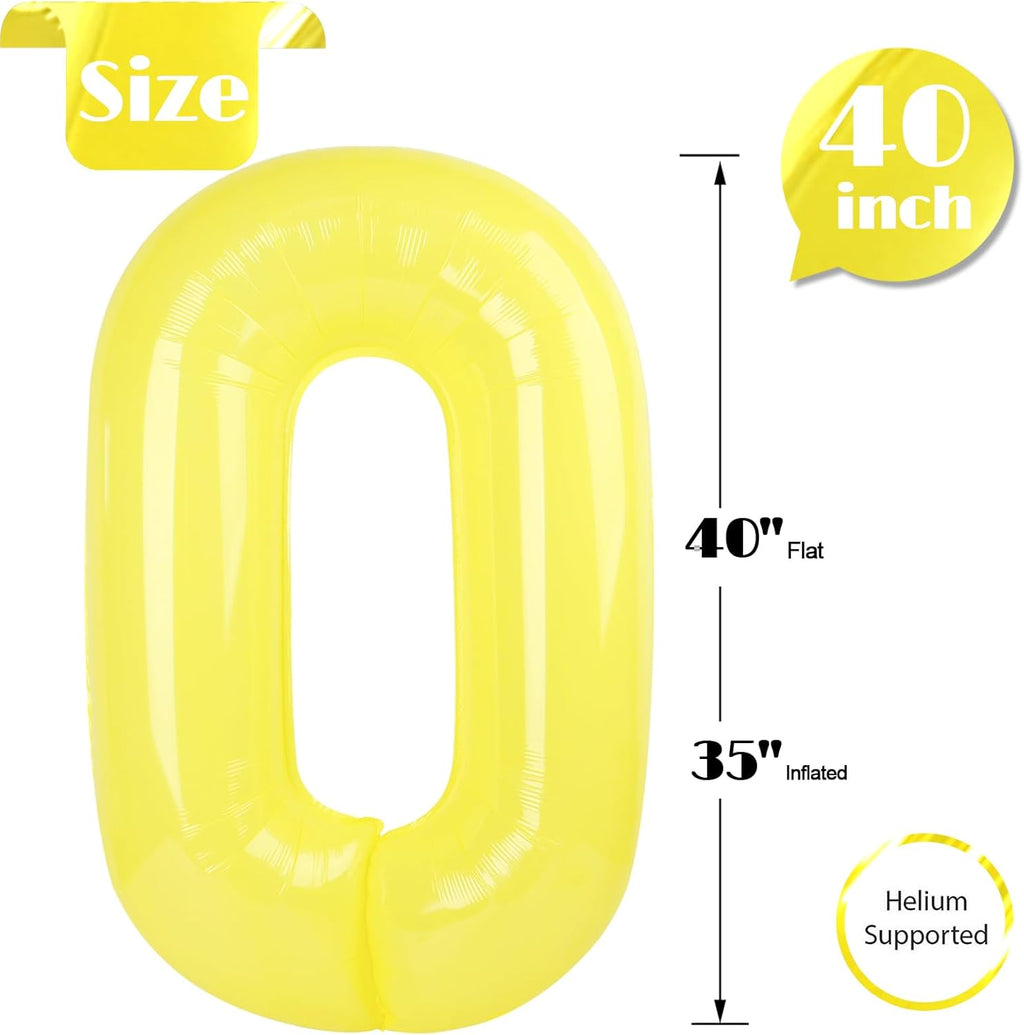 Yellow Number 0 Balloon - 40 Inch Birthday Decoration for Milestone Celebrations