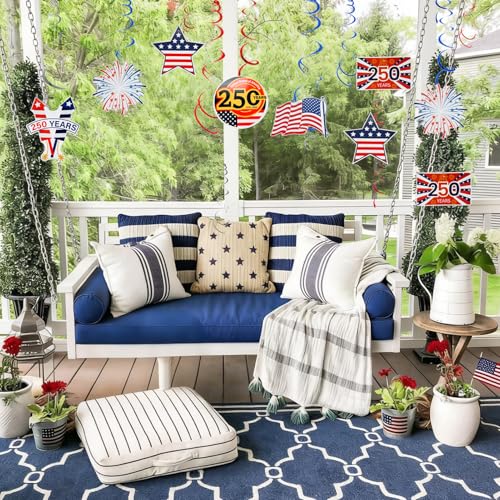 250th Anniversary USA Hanging Decorations - Patriotic Swirls