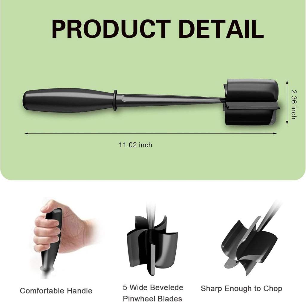 Skiennix Meat Chopper - 5 Curve Blades Heat Resistant Hamburger Smasher Tool | Non-Stick Nylon Utensil