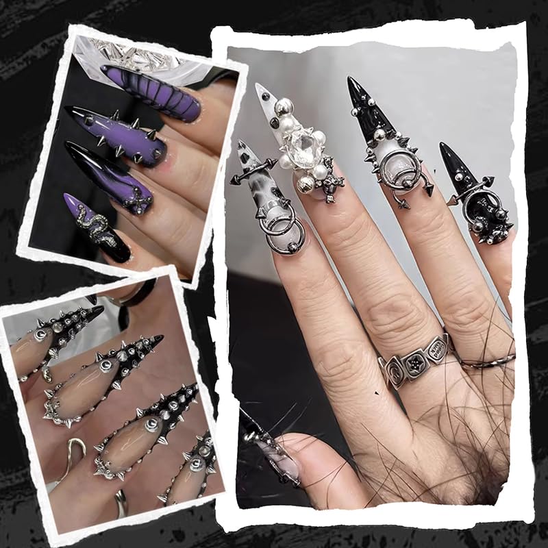 3D Mini Metal Nail Art Spikes for Gothic Manicure - 2 Boxes