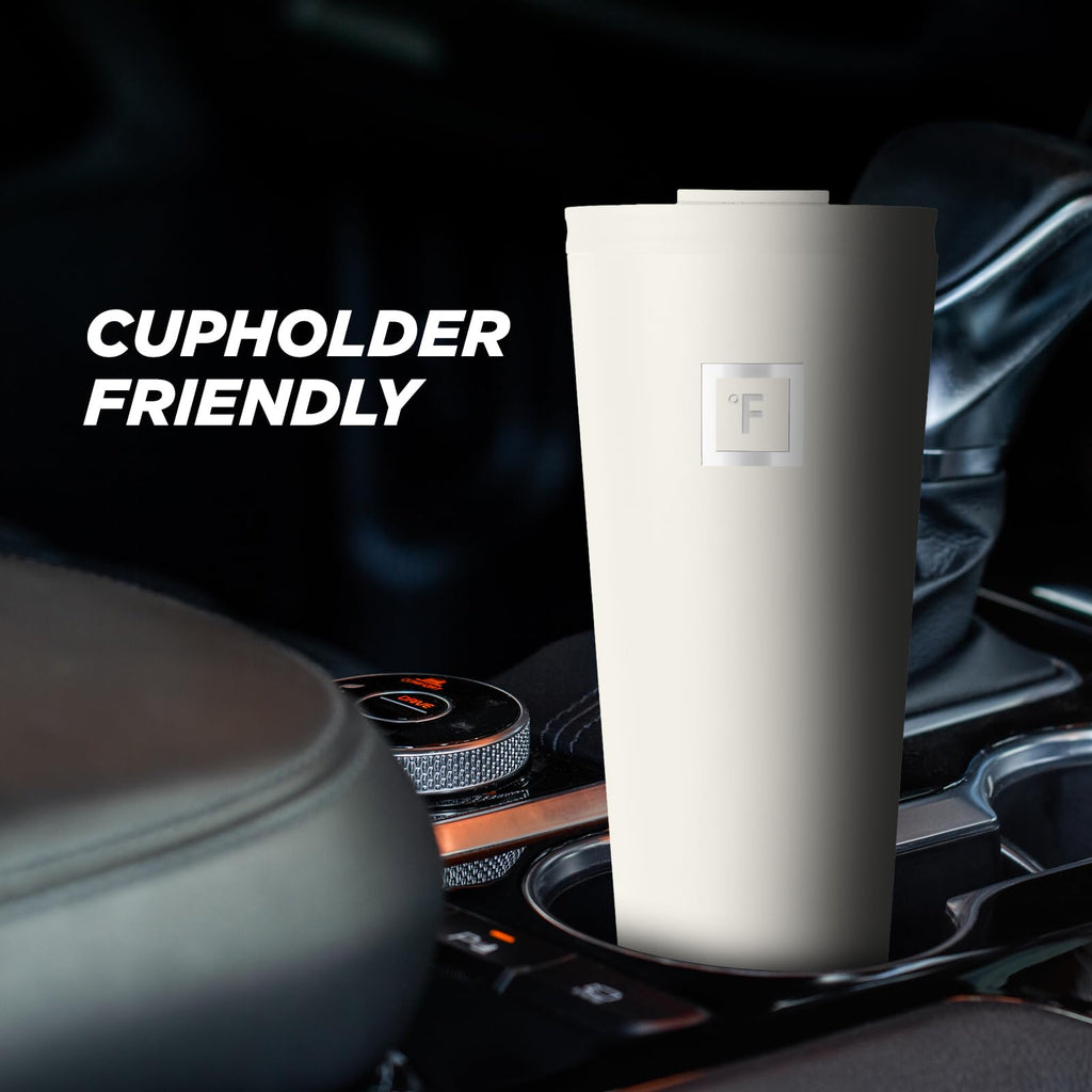 IRON °FLASK Classic Tumbler - Vacuum Insulated Stainless Steel Water Bottle, Double Walled, Drinking Cup, Insulated Travel Mug (Cashmere Cream, 32 oz Solid Lid)